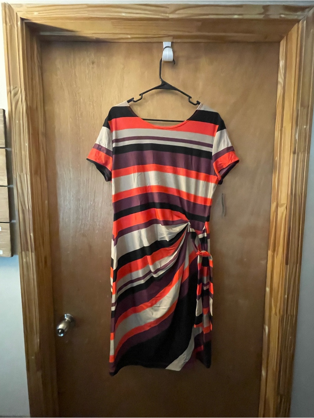 Aa Studio Striped Tie-Waist Maxi Dress in Red, Black, Cream, Purple